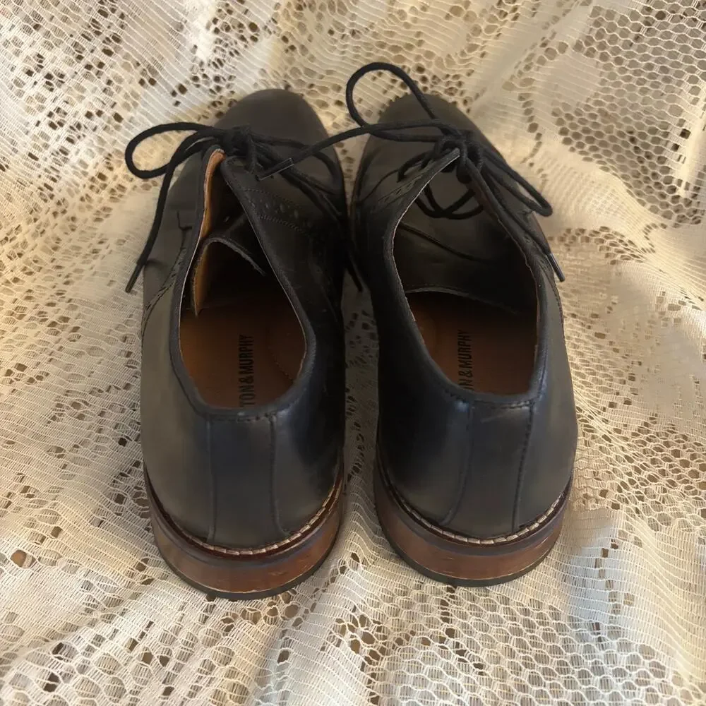 Johnston & Murphy Men's US 8.5 M Conard Black Leather Oxford Cap Toe Shoes